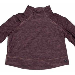 Prana Top Womens S Funnel Neck L/S Raisin Heather Yoga Workout Athleisure Sports